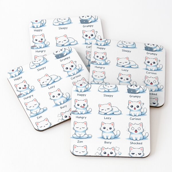 Item preview, Daily Mood Tracker Cat - 12 Cute Emotions designed and sold by darekkocurek.