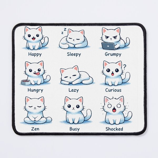 Item preview, Daily Mood Tracker Cat - 12 Cute Emotions designed and sold by darekkocurek.