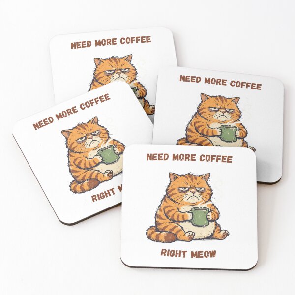 Item preview, Need More Coffee Right Meow Funny Grumpy Cat designed and sold by InfiniteOrbit.