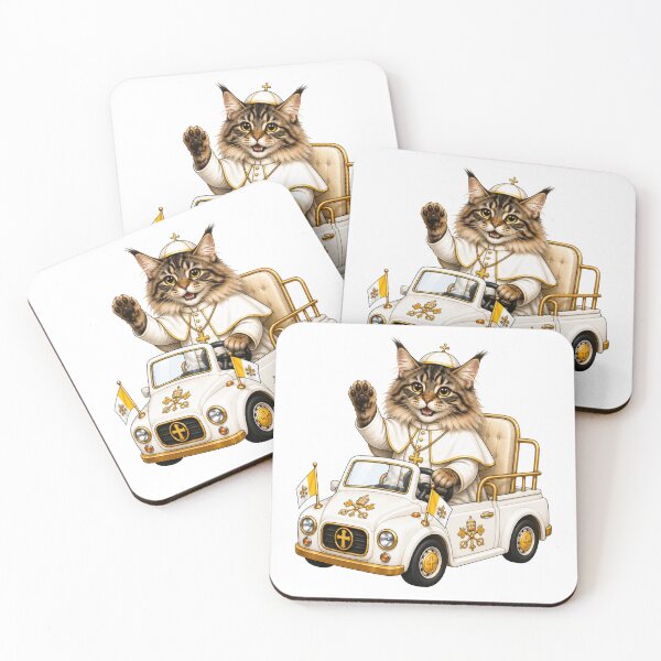 Item preview, Maine Coon cat in Popemobile designed and sold by Caradestrella.