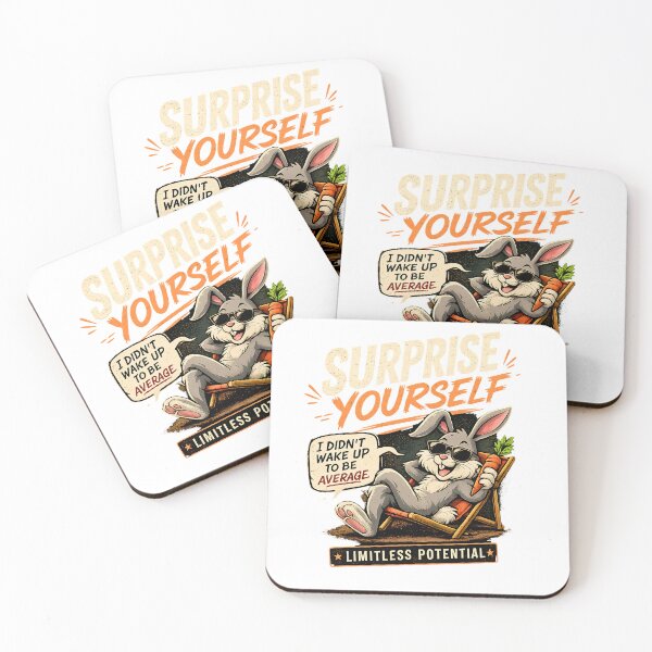 Item preview, Surprise Yourself Retro Rabbit - Funny Motivational Art designed and sold by TheSquirla.