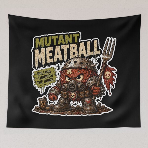 Item preview, Mutant Meatball Sticker | Post Apocalyptic Food Warrior | Funny Wasteland Snack Character designed and sold by Snackwave Ninety.