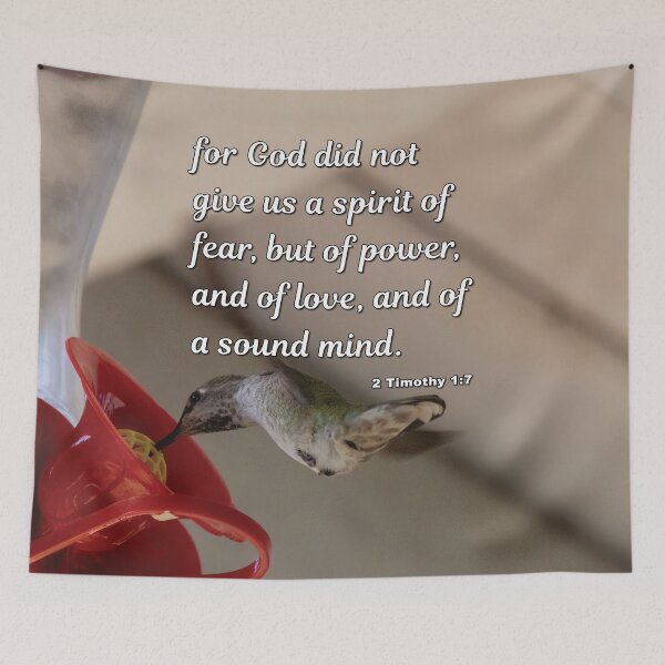 Item preview, 2 Timothy 1:7 Power Love Sound Mind Hummingbird Photograph designed and sold by InsprtnlArtbyDP.