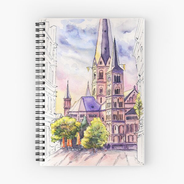 Item preview, Minimal Bonn Cityscape Watercolor German Town Street & Church Art designed and sold by art-tee-ua.