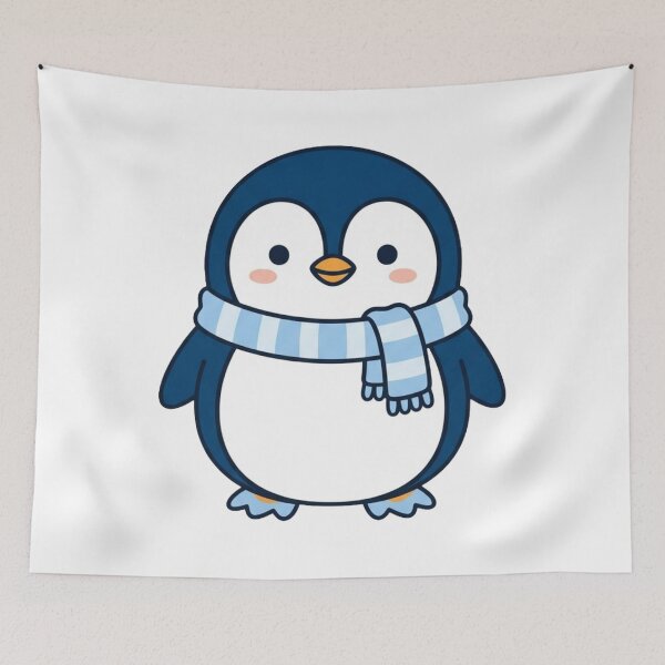 Item preview, Cute Chonky Penguin Wearing Cozy Winter Scarf designed and sold by Shape Snip Studio.
