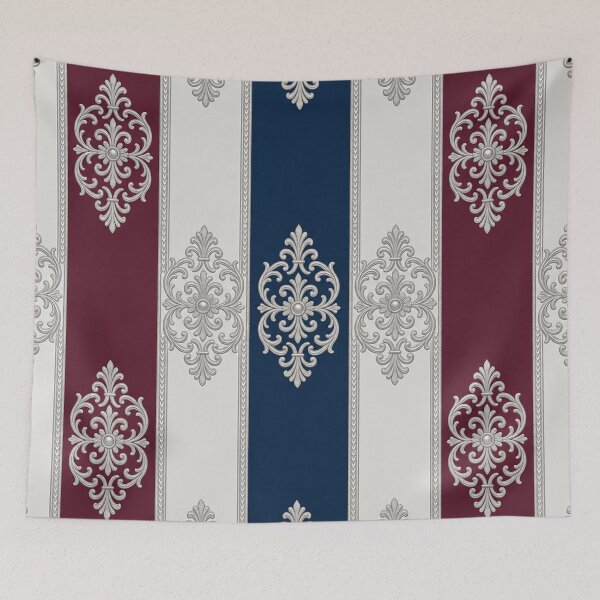 Item preview, Burgundy & Midnight Blue Striped Ice Silver Baroque designed and sold by DesignsByPrnces.