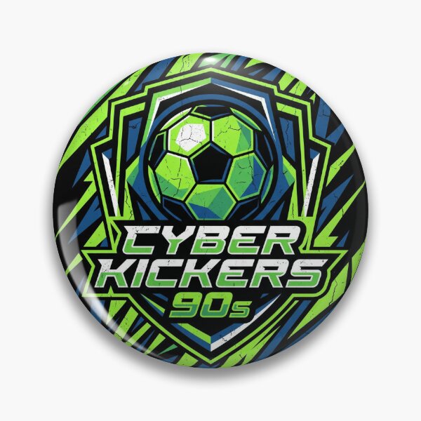 Item preview, Cyber Kickers 90s Retro Soccer E-Sports Badge designed and sold by TeNovaStudio.