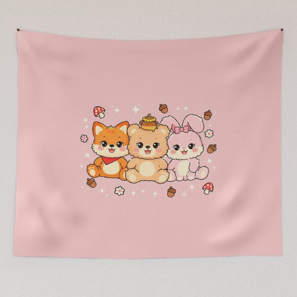 Item preview, Kawaii Forest Friends Honey Bear Fox Bunny designed and sold by Sovira Studio .