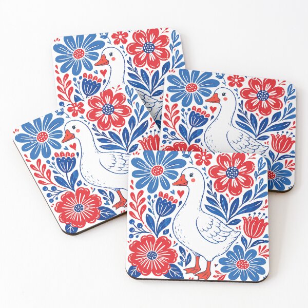Item preview, Folk Floral Goose Garden Charm designed and sold by PrintanovaDesign.