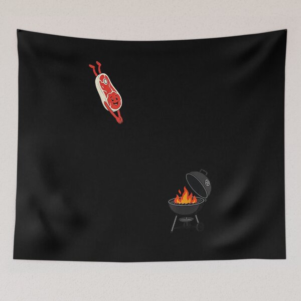 Item preview, Funny Cartoon T Bone Steak Diving Into Fire Grill Summer BBQ Party designed and sold by EricCotanori.