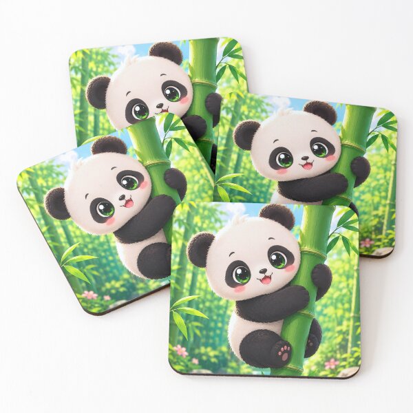 Item preview, kawaii cute panda bear climbing bamboo designed and sold by BackgroundND.