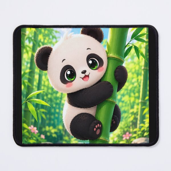 Item preview, kawaii cute panda bear climbing bamboo designed and sold by BackgroundND.