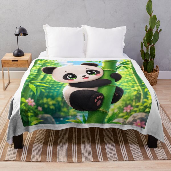 Item preview, kawaii cute panda bear climbing bamboo designed and sold by BackgroundND.