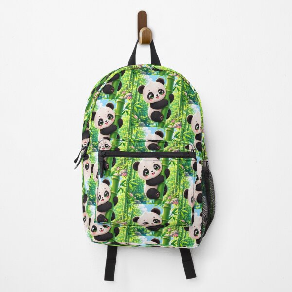Item preview, kawaii cute panda bear climbing bamboo designed and sold by BackgroundND.