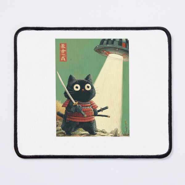 Item preview, Samurai Cat with Alien UFO Vintage Japanese designed and sold by Hedoraxe.