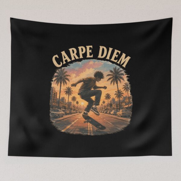 Item preview, Carpe Diem Skateboard Sunset Retro Shirt designed and sold by MS-DesignArt.