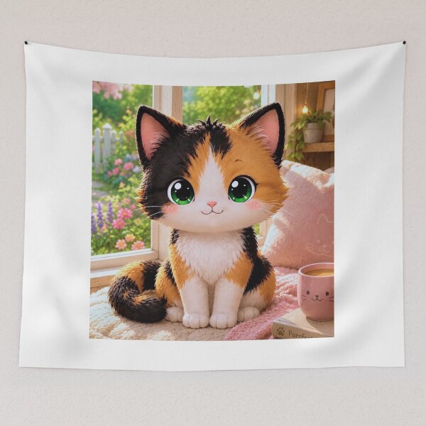 Item preview, Cute Calico Cat Cartoon designed and sold by BackgroundND.