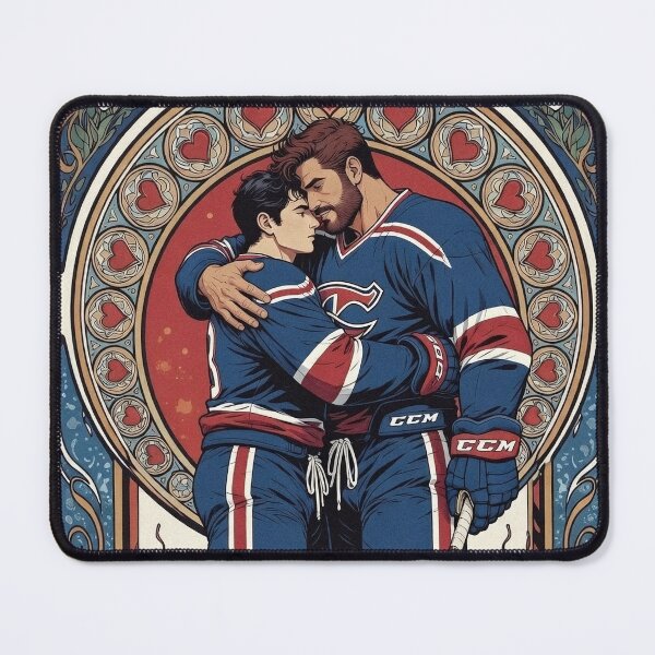 Item preview, Passionate Teammates Embrace – Hockey Love designed and sold by ZhivanCrimson.