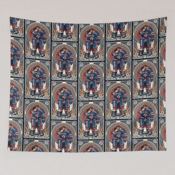 Item preview, Passionate Teammates Embrace – Hockey Love designed and sold by ZhivanCrimson.