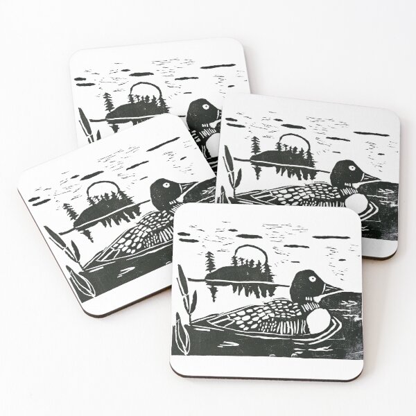 Item preview, Common Loon Linocut Print designed and sold by rhodeyart.