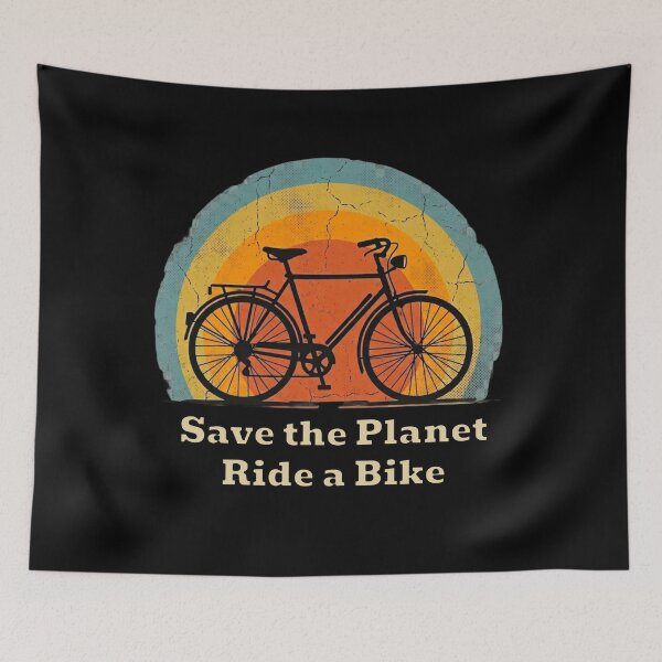 Item preview, Save The Planet Ride A Bike Retro Sunset Vintage Bicycle Eco Cycling Shirt designed and sold by MartBook.