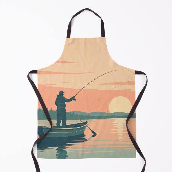 Item preview, Sunset Cast – Retro Fly Fishing Illustration designed and sold by byaga.