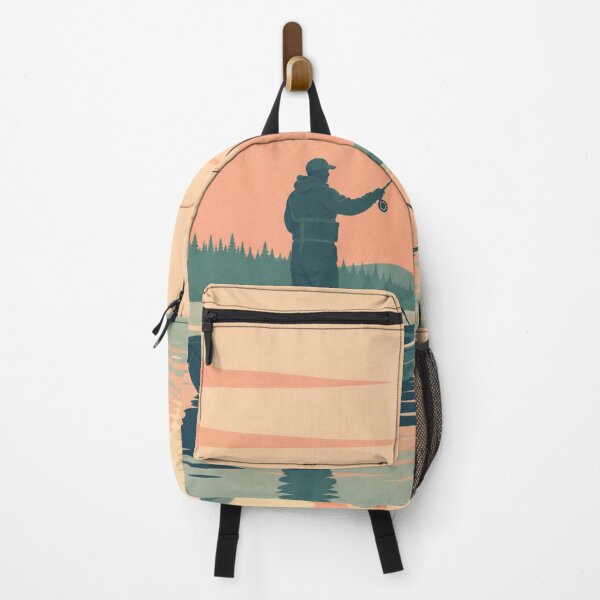 Item preview, Sunset Cast – Retro Fly Fishing Illustration designed and sold by byaga.