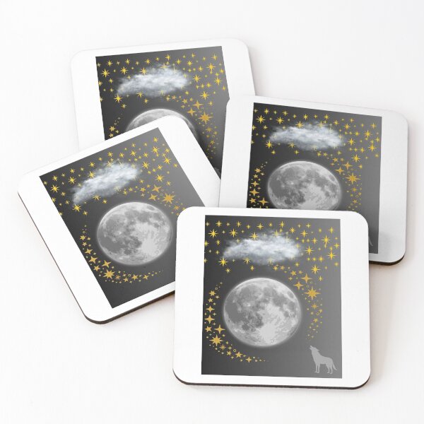 Item preview, Moonlit Wolf & Golden Stars Aesthetic | Celestial Night Sky Design designed and sold by Sparklers-123.