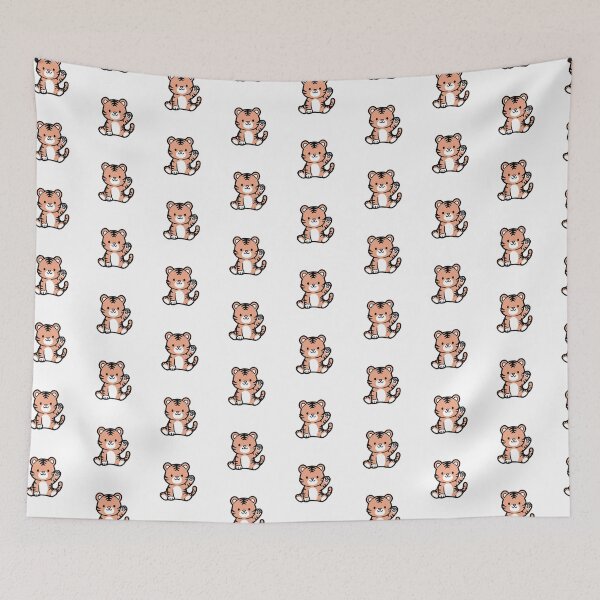 Item preview, Playful Waving Baby Tiger Kawaii Illustration designed and sold by Osmose-Studio.