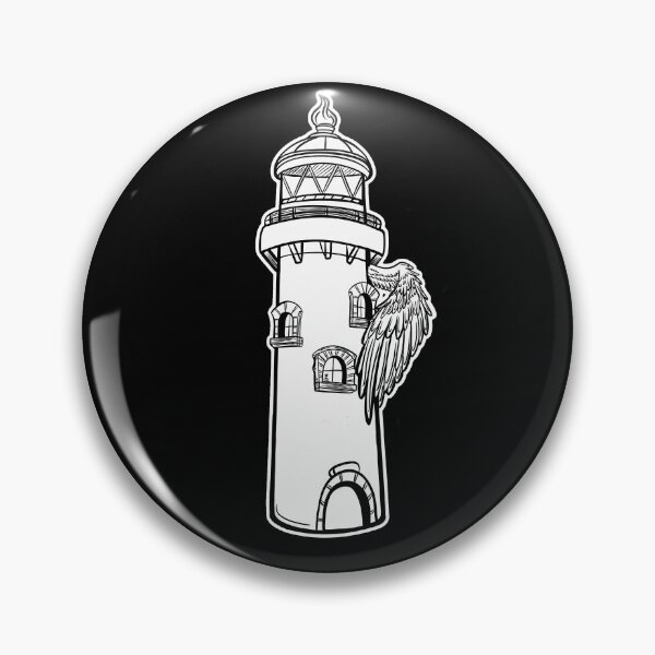 Item preview, Vintage Lighthouse Wing Tattoo "Winged Guide" - Minimalist Illustration designed and sold by LamichArt.