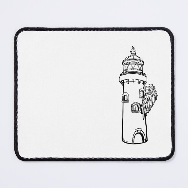 Item preview, Vintage Lighthouse Wing Tattoo "Winged Guide" - Minimalist Illustration designed and sold by LamichArt.