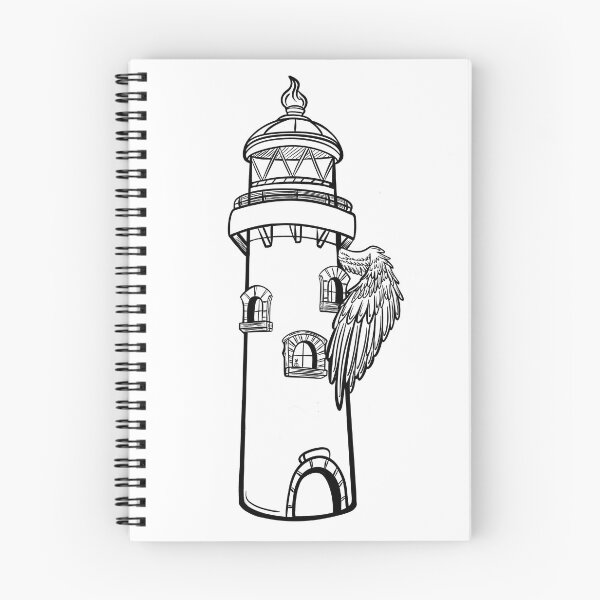 Item preview, Vintage Lighthouse Wing Tattoo "Winged Guide" - Minimalist Illustration designed and sold by LamichArt.