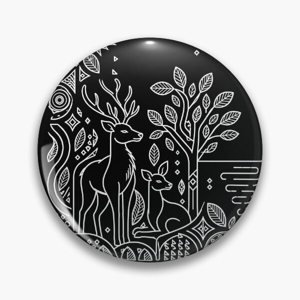 Item preview, Geometric Mystic Deer - Dark Night Forest Line Art designed and sold by TreeBelL.