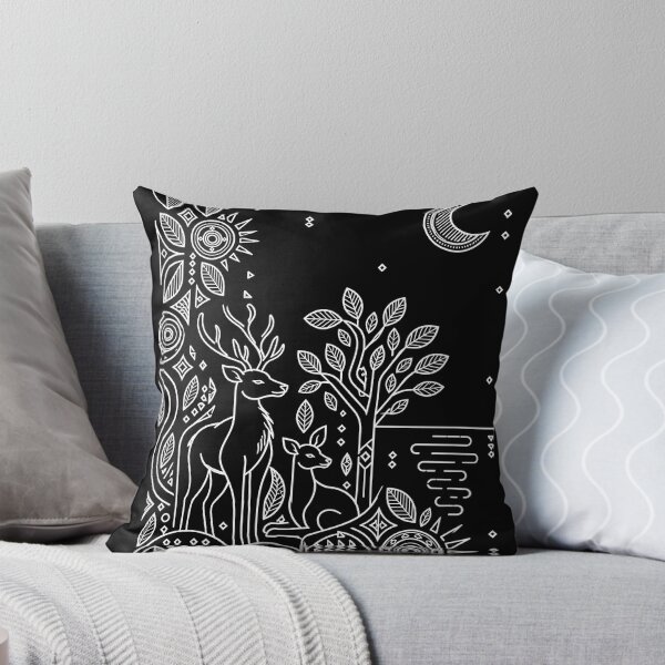 Item preview, Geometric Mystic Deer - Dark Night Forest Line Art designed and sold by TreeBelL.