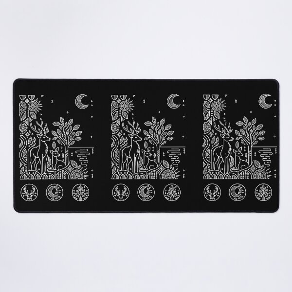 Item preview, Geometric Mystic Deer - Dark Night Forest Line Art designed and sold by TreeBelL.