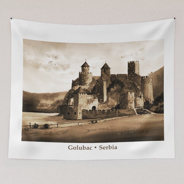 Item preview, Castle Landscape Watercolor – Sunny Day Scenic View | Romantic European Architecture Art designed and sold by Tsveti_watercolors.