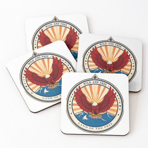 Item preview, Wild and free land of the free eagle badge patriotic American print designed and sold by icemanphotos.