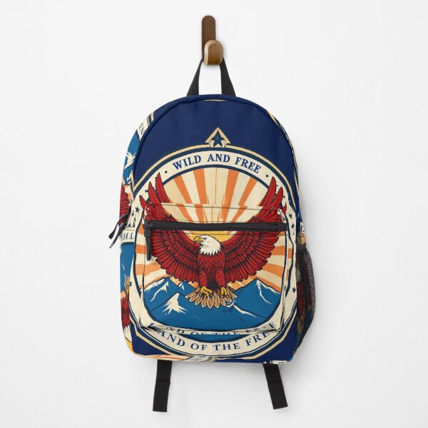 Item preview, Wild and free land of the free eagle badge patriotic American print designed and sold by icemanphotos.