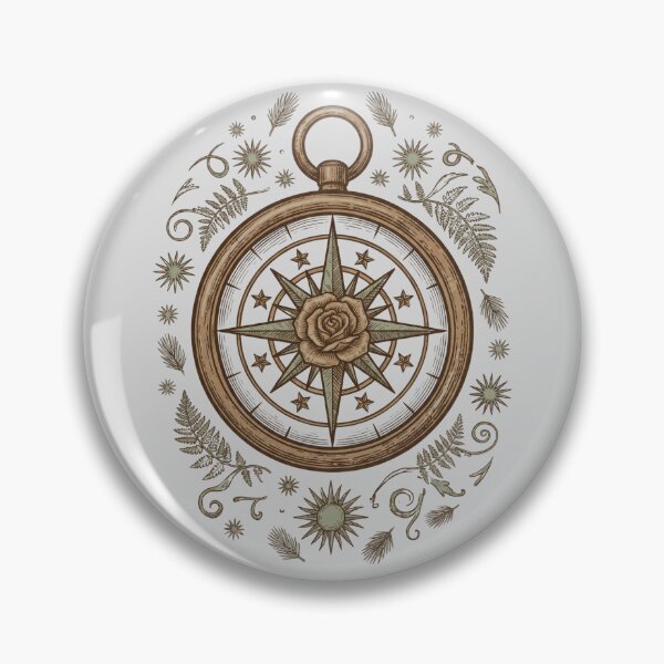 Item preview, Vintage Compass Rose with Rose Center — Celestial Botanical Illustration designed and sold by Ortsas.