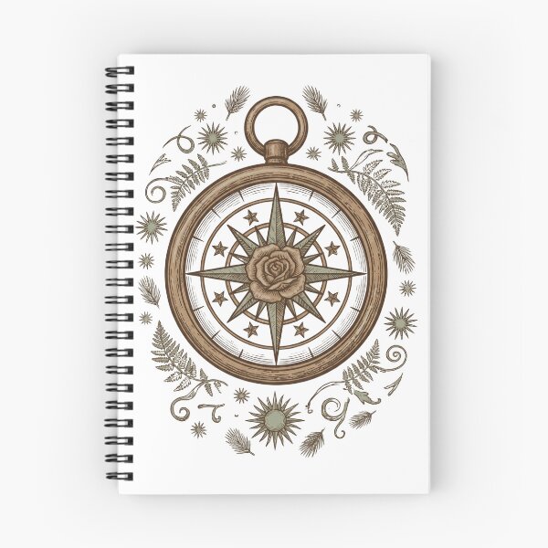 Item preview, Vintage Compass Rose with Rose Center — Celestial Botanical Illustration designed and sold by Ortsas.