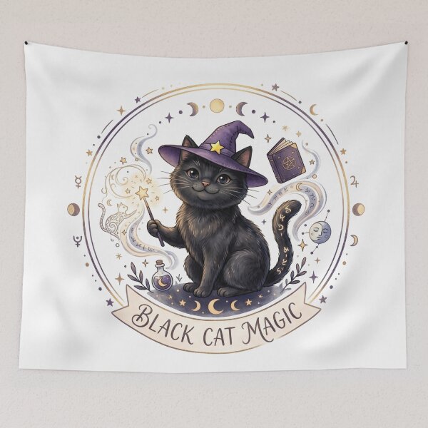 Item preview, Cute Black Cat Magic - Mystical Witchy Kitten designed and sold by Spiritualwall.