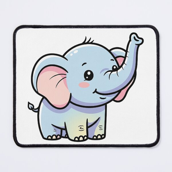 Item preview, Smiling Baby Elephant Kawaii Pastel Illustration designed and sold by Osmose-Studio.