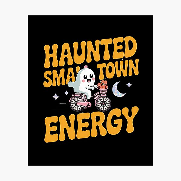 Item preview, Haunted Small Town Energy Cute Ghost Halloween Design designed and sold by Raw Tigers.