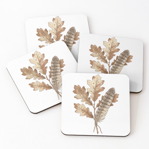 Item preview, Boho Oak Leaves and Feather Bundle — Rustic Botanical Illustration designed and sold by Ortsas.
