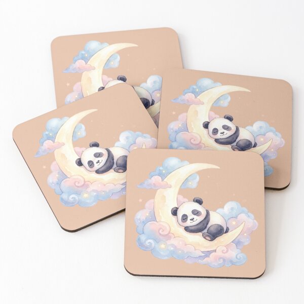 Item preview, Cute Sleeping Panda Crescent Moon Watercolor designed and sold by ArtdesignsA.