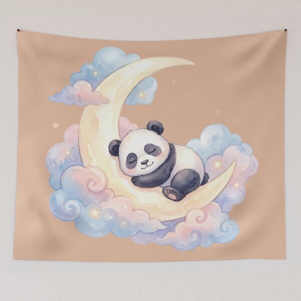 Item preview, Cute Sleeping Panda Crescent Moon Watercolor designed and sold by ArtdesignsA.