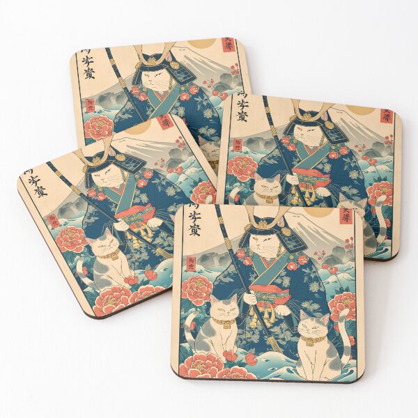 Item preview, Samurai Cat Under Mount Fuji – Vintage Ukiyo-e Japanese Feline Warrior Art designed and sold by kaxymax.