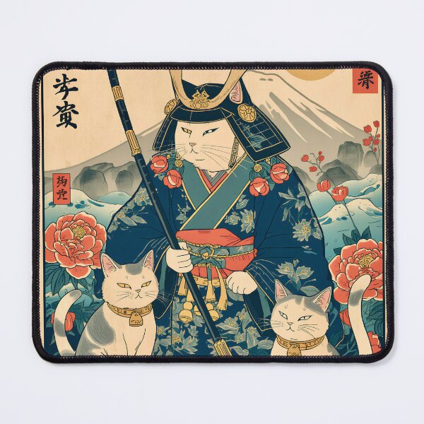 Item preview, Samurai Cat Under Mount Fuji – Vintage Ukiyo-e Japanese Feline Warrior Art designed and sold by kaxymax.