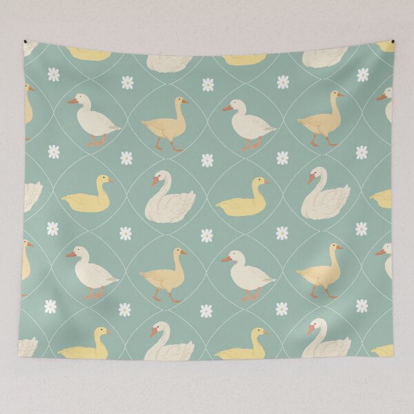 Item preview, Pastel Duck and Daisy Gingham Pattern designed and sold by Seamlessly Buffalo.