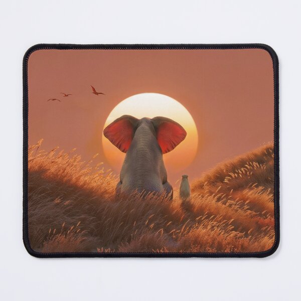 Item preview, Elephant and Dog are sitting on a hill designed and sold by Mike Kiev art.
